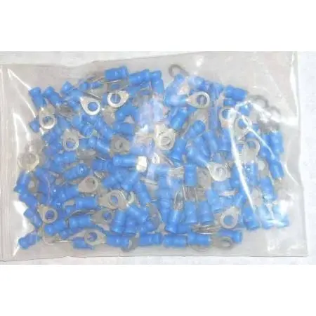 100-Piece Blue Insulated Ring Connectors – 14–16 Awg, #10 Stud Size 1