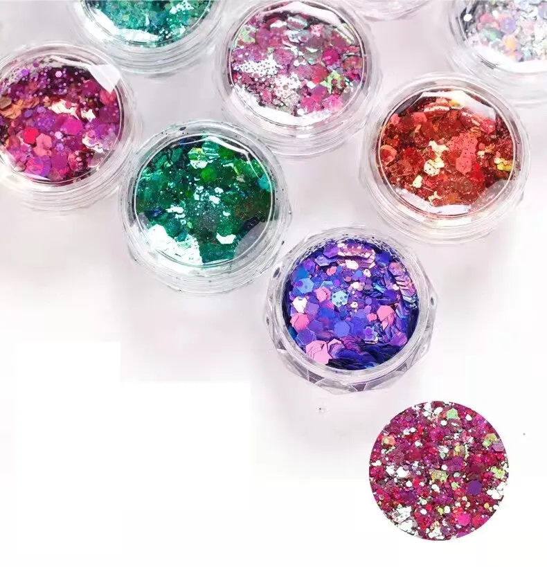 12-Color Hexagonal Glitter Mix – Geometric Nail Art Embellishment 1