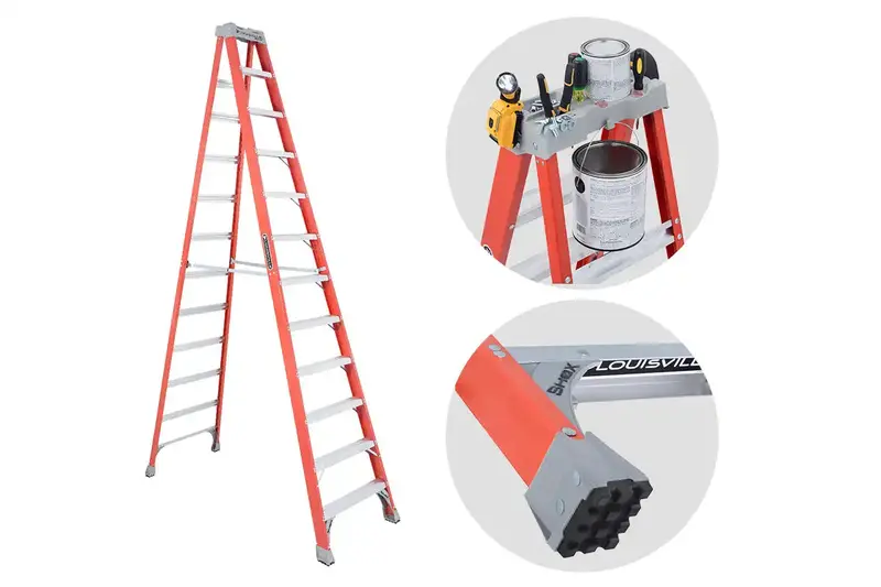 12-Foot Fiberglass Step Ladder – Compact & Stable 1