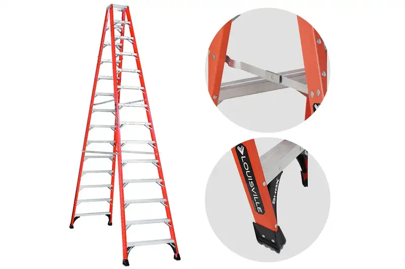 14-Foot Fiberglass Step Ladder – Industrial-Grade Safety 1