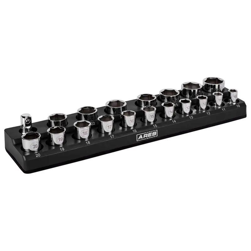19-Piece 1/2" Metric Magnetic Socket Organizer – Black 1