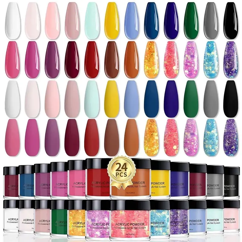 24-Color Acrylic Powder Set – 10Ml Bottles 1