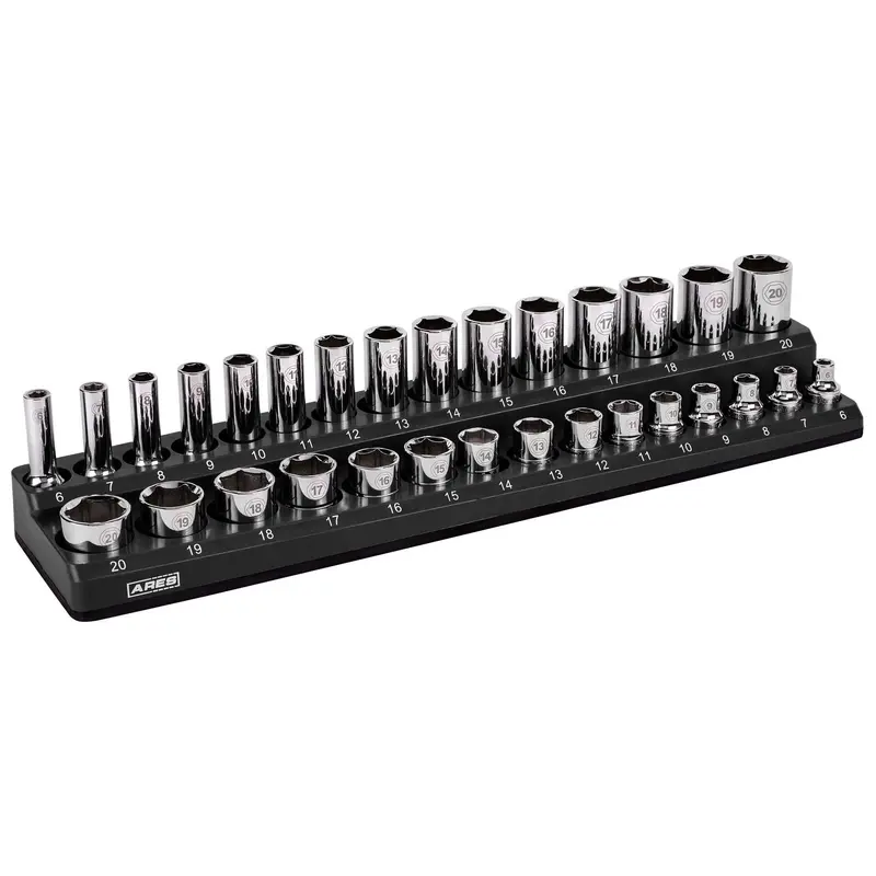 30-Piece 3/8" Metric Magnetic Socket Holder – Black Finish 1