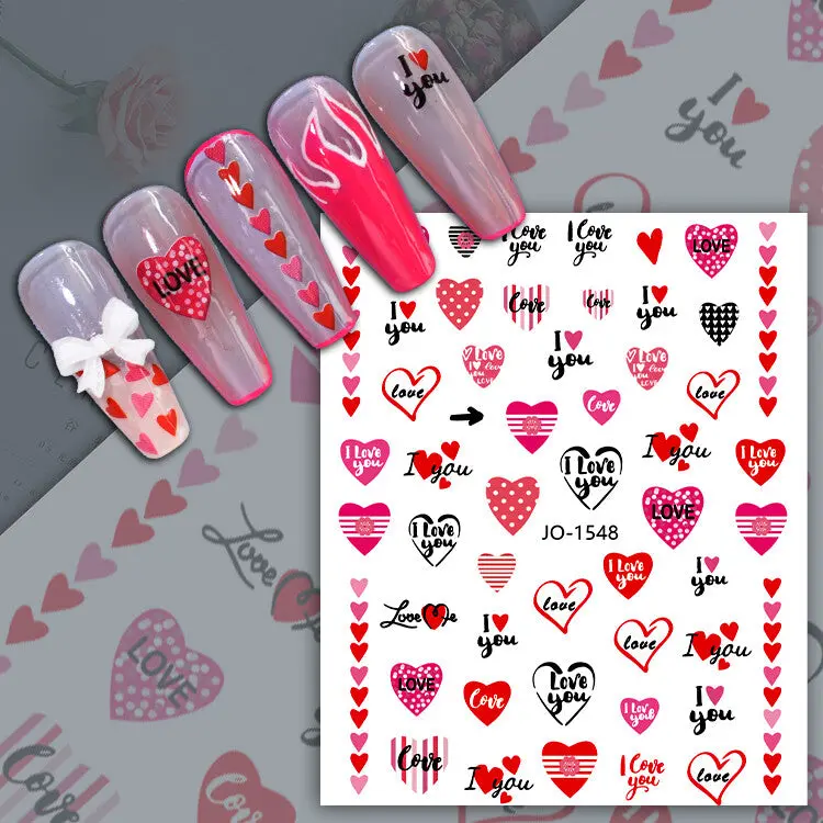 3D Heart Nail Sticker – Dimensional Valentine Nail Accent 1
