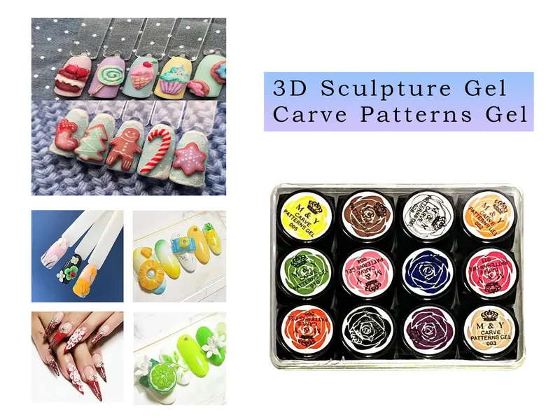 3D Sculpture Carving Gel – 12-Color Set For Detailed Nail Art Relief 1