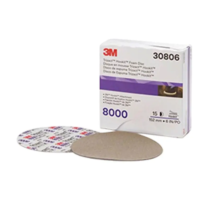 3M Trizact Hookit Foam Discs – P8000 Grit, 15-Pack For Finishing 1