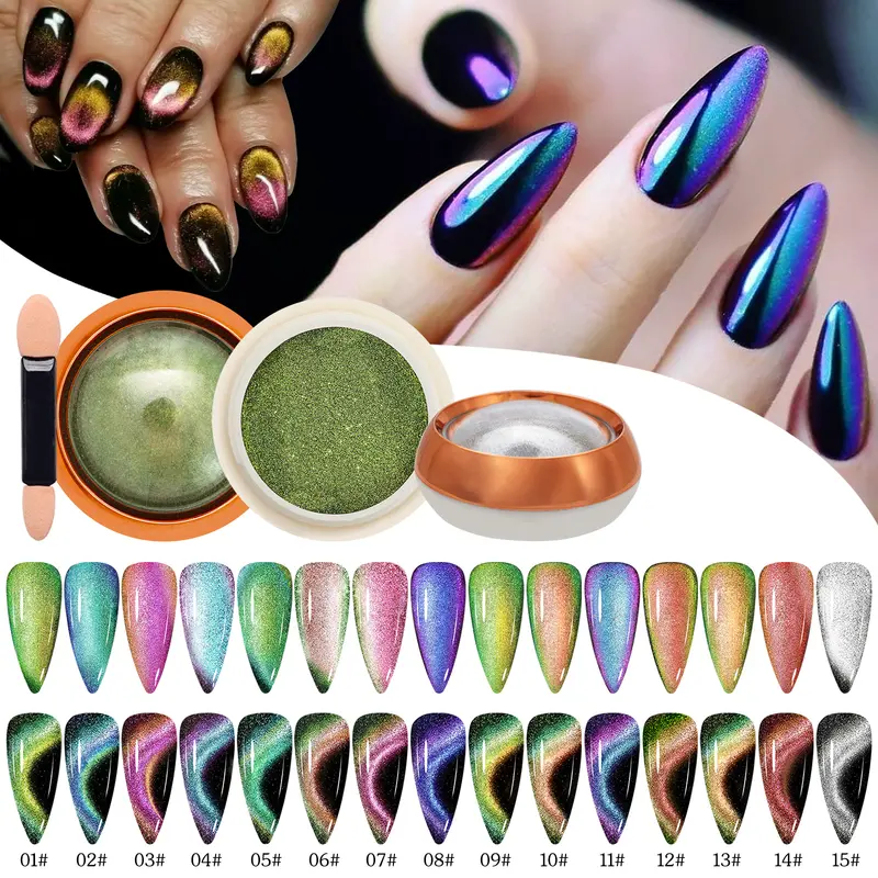 5D Cat Eye Chrome Nail Powder Collection – 10-Piece Set 1