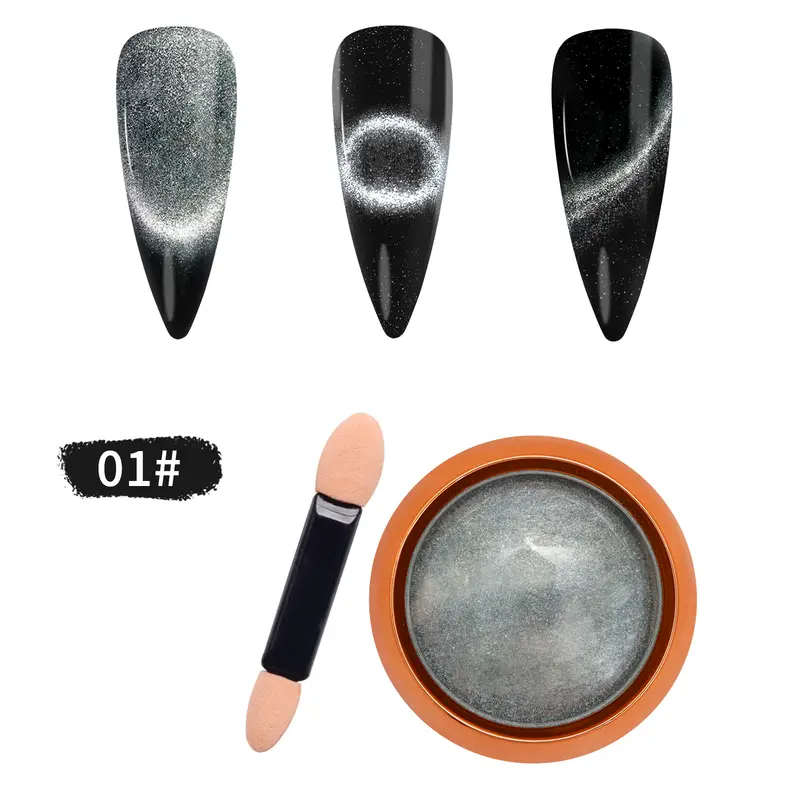 9D Cat Eye Nail Chrome – Shade #1 Classic Reflective Base 1