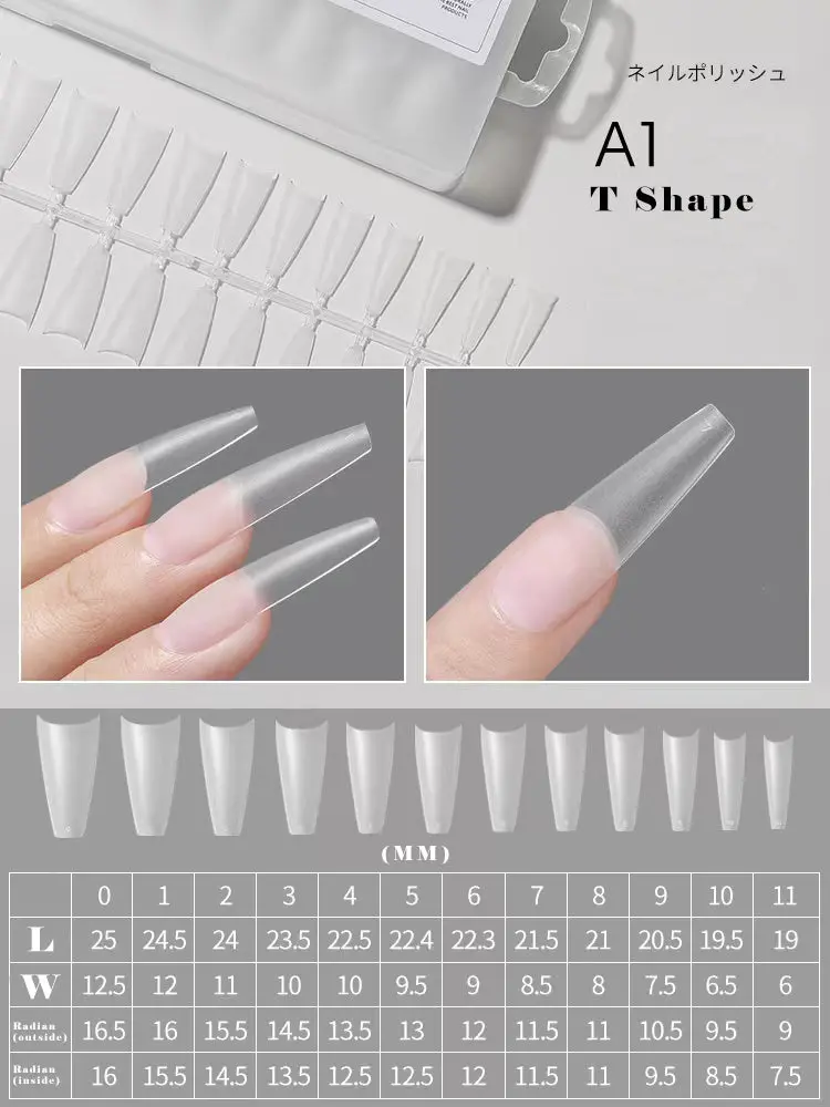 A1-Length T-Shape Half-Soft Nail Tips – 240-Piece Assortment 1