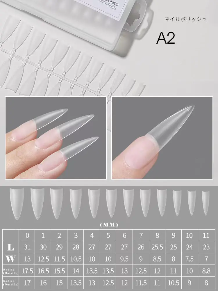 A2-Length Waterdrop Half-Soft Nail Tips – 240-Piece Collection 1