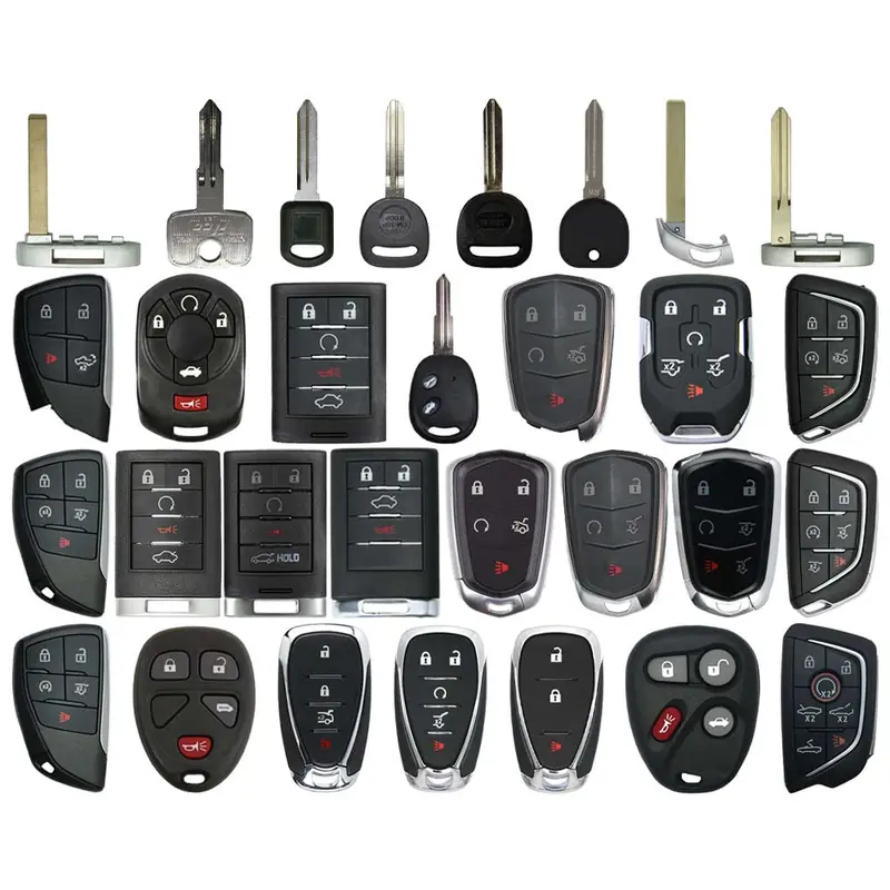 Aks Keys Aftermarket Key Fob Starter Pack – 30 Chevrolet/Cadillac Remotes, Shells, Blanks, Blades & Transponder Keys 1