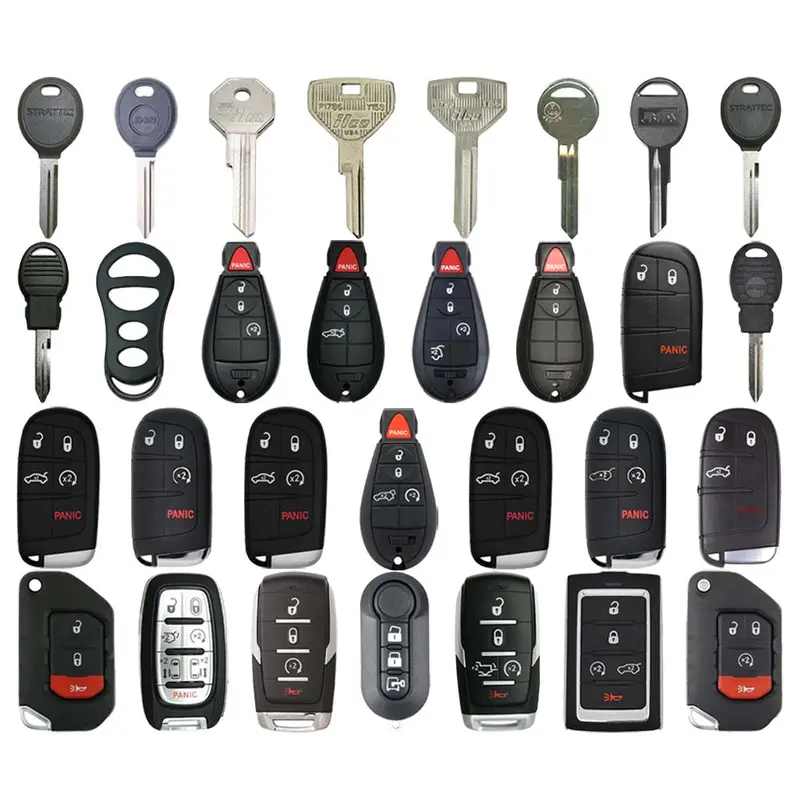 Aks Keys Aftermarket Key Fob Starter Pack – 30 Dodge/Jeep/Chrysler Remotes, Shells, Blanks & Transponder Keys 1