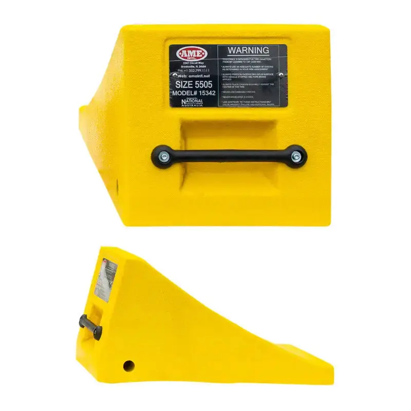 Ame Yellow Polyethylene Wheel Chock With Handle – Fits 47"–165" Wheels 4