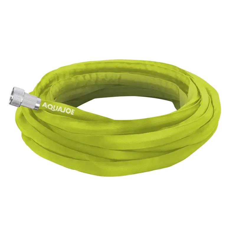Aqua Joe Pro Kink-Free Fiberjacket Garden Hose | 50-Foot Length | Reinforced Metal Fittings & Twist Nozzle (Green) 1