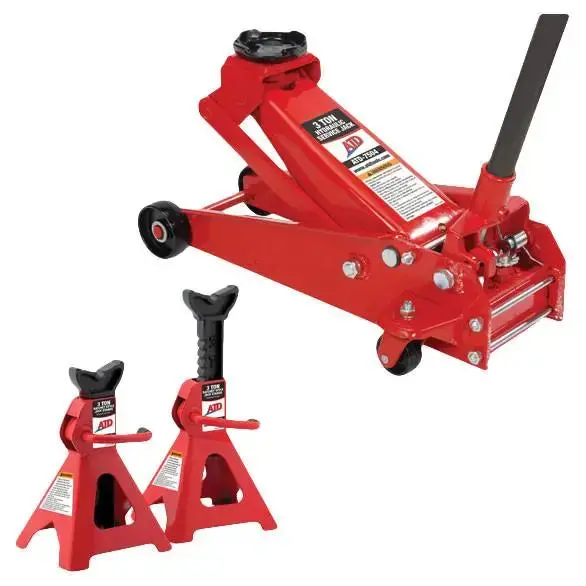 Atd 3-Ton Hydraulic Jack Set With Matching Pair Of Jack Stands 1