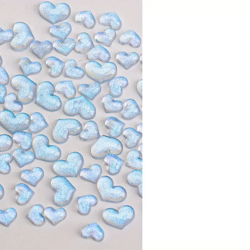 Blue Heart Resin Nail Charms – 10-Piece Set For Creative Manicures 1