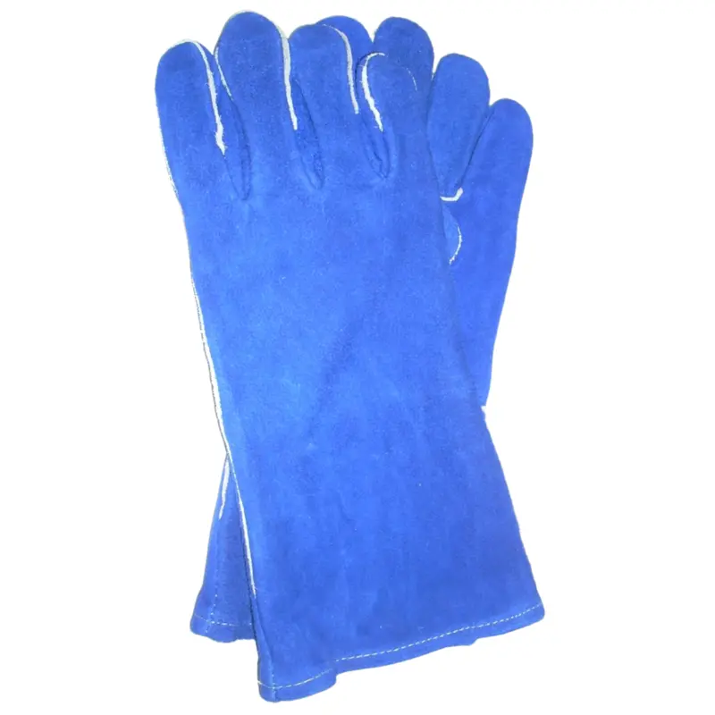 Blue Split-Shoulder Cowhide Welding Gloves With Reinforced Palm Patch – Large 1