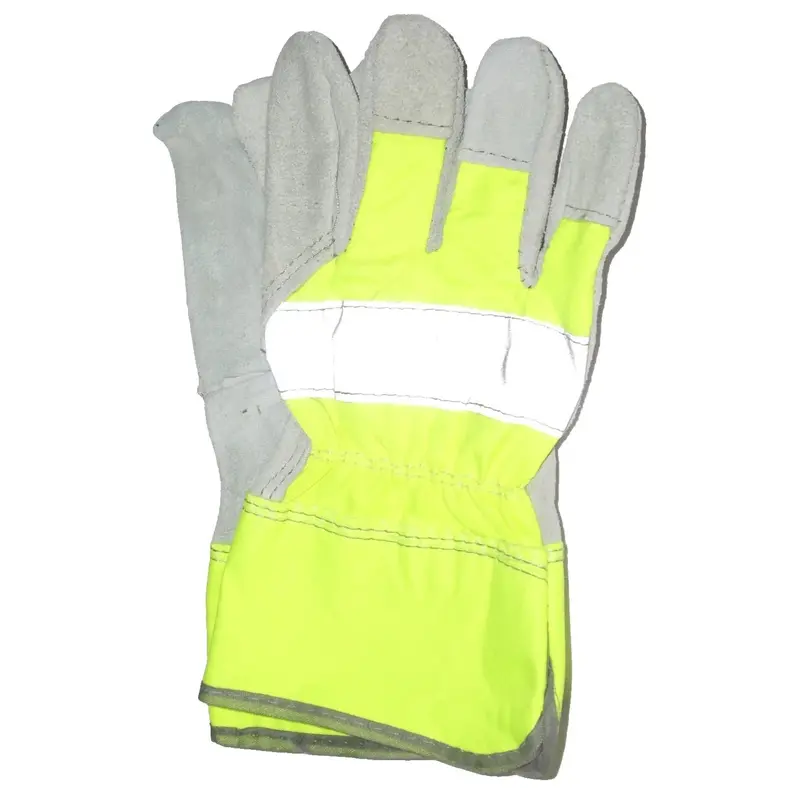 Condor Hi-Vis Green Reflective Leather-Palm Gloves – Small, High-Visibility Safety 1