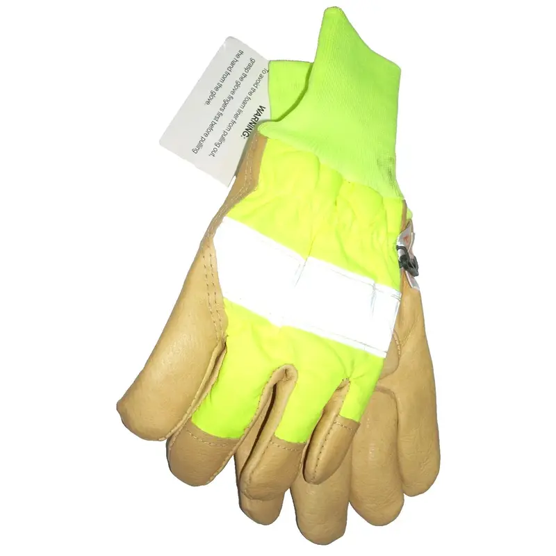 Condor Insulated Leather Gloves – Hi-Vis Green Reflective Strap, Medium 1