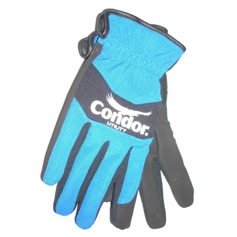 Condor Synthetic Leather Mechanics Gloves – Blue & Black, Small 1