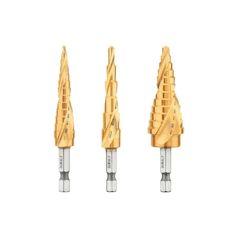 Dewalt Dwa1790Ir Impact Ready Titanium Nitride Step Drill Bit Set – 3-Piece 1
