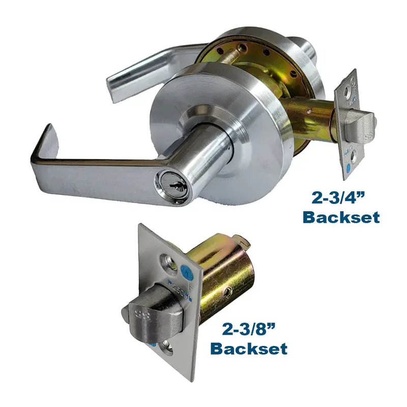 Ecs Double-Sided Commercial Lever Set – Satin Chrome, Institutional Function, Grade 2, Includes 2-3/4" & Bonus 2-3/8" Backsets 1