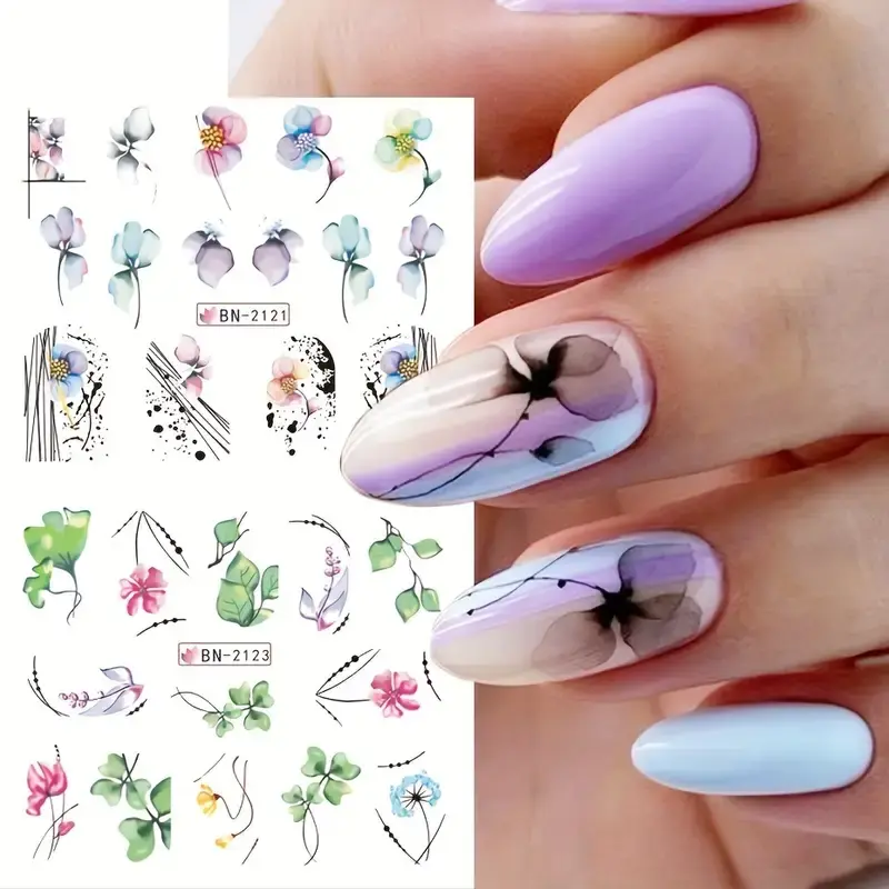 Floral & Geometric Nail Decal Pack Bn2113–Bn2124 1