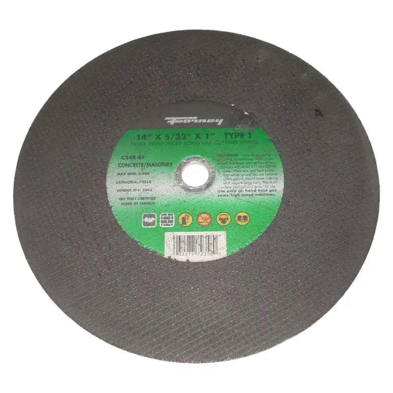 Forney Masonry Cut-Off Wheel, 14" X 5/32" X 1", High-Speed 1