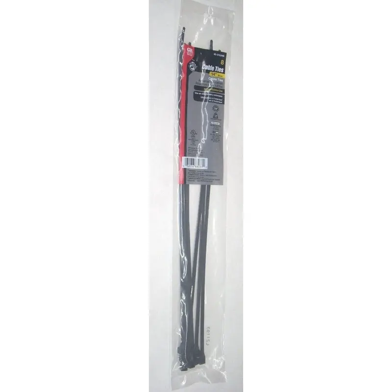 Gardner Bender Black Heavy-Duty Zip Ties – 14 Inches, 75 Lb Tensile Strength, Pack Of 8 1