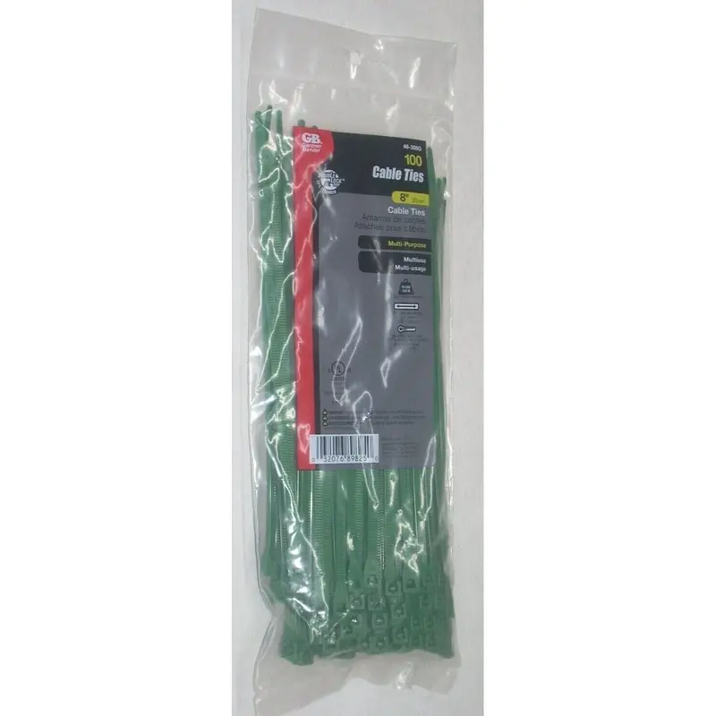 Gardner Bender Green Bulk-Pack Zip Ties – 8 Inches, 75 Lb Load Capacity, Pack Of 100 1