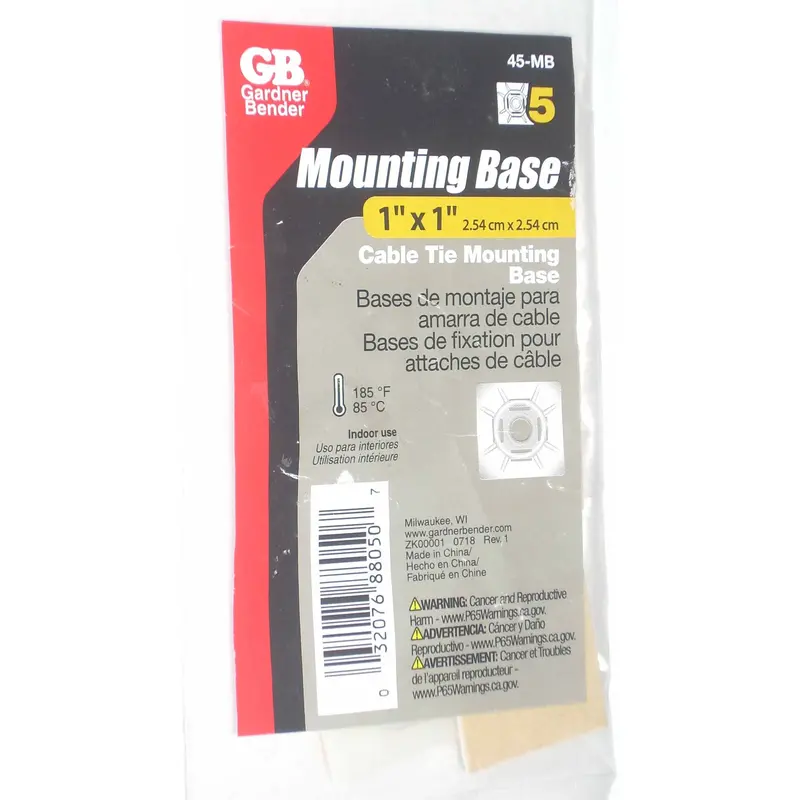 Gardner Bender White Cable Tie Mounting Base – 1 Inch × 1 Inch Adhesive-Backed Bracket 1