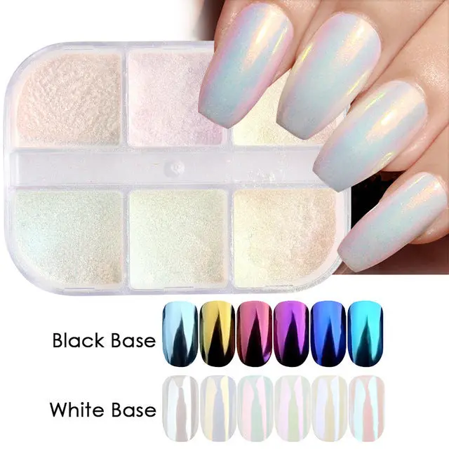 Iridescent Shell Effect Nail Powder – 6-Color Set 1