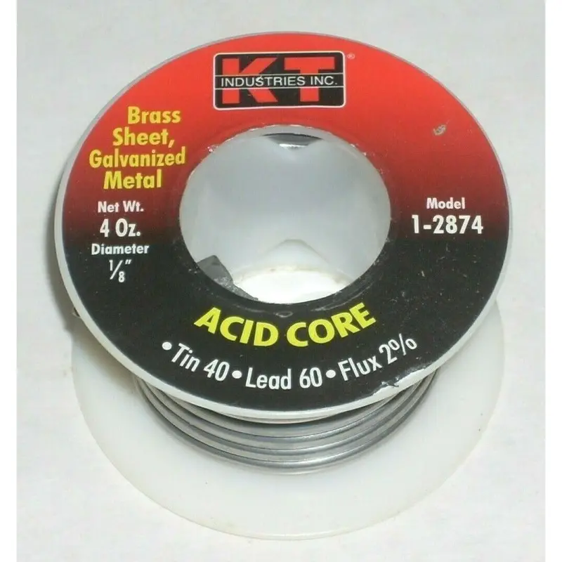 Kt Industries 1-2874 Acid-Core Solder Wire – 40/60 Tin/Lead, 1/8" Diameter, 4 Oz Roll 1