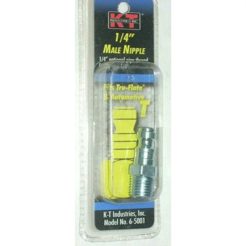 Kt Industries 1/4" Male Npt Nipple To 1/4" Tru-Flate Quick-Connect Fitting 1