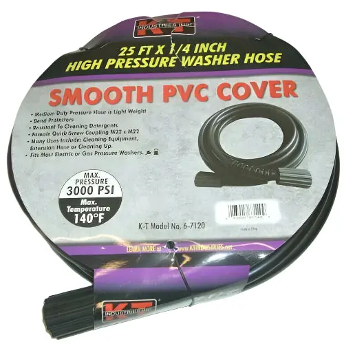 Kt Industries 1/4" × 25 Ft High-Pressure Washer Hose — 3000 Psi, M22 Fittings 1