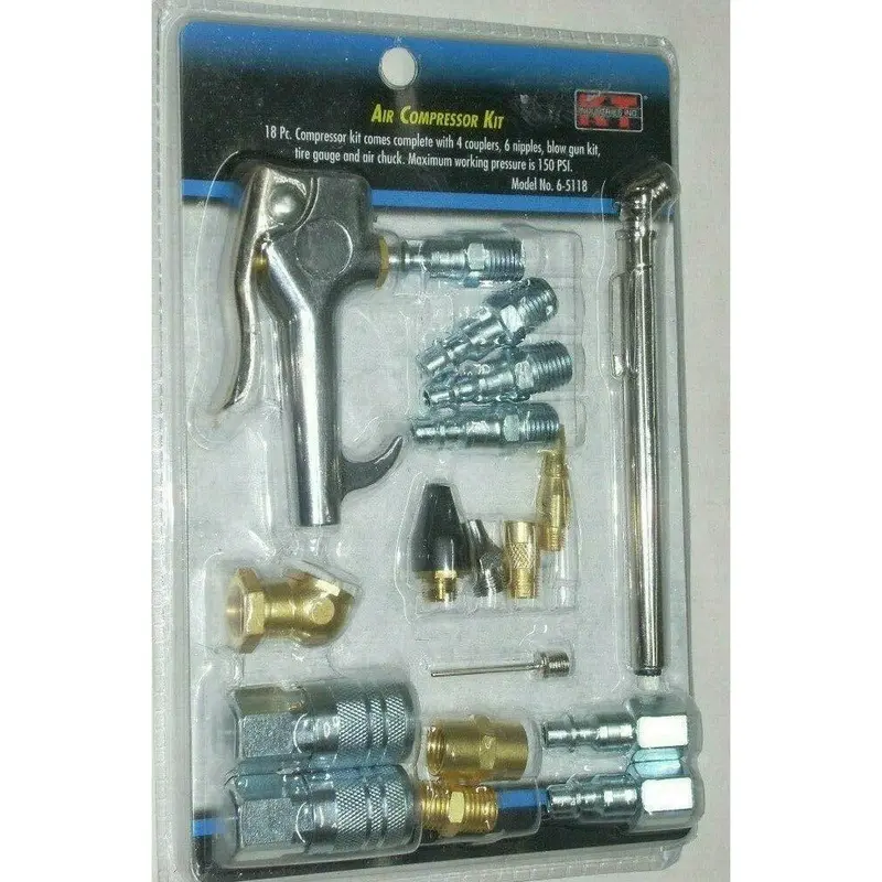 Kt Industries 18-Piece 1/4" Air Tool Fitting Kit — 150 Psi Compressor Accessory Set 1