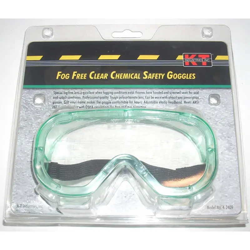 Kt Industries 4-2409 Fog-Resistant Chemical-Splash Goggles With Sealed Lens Design 1
