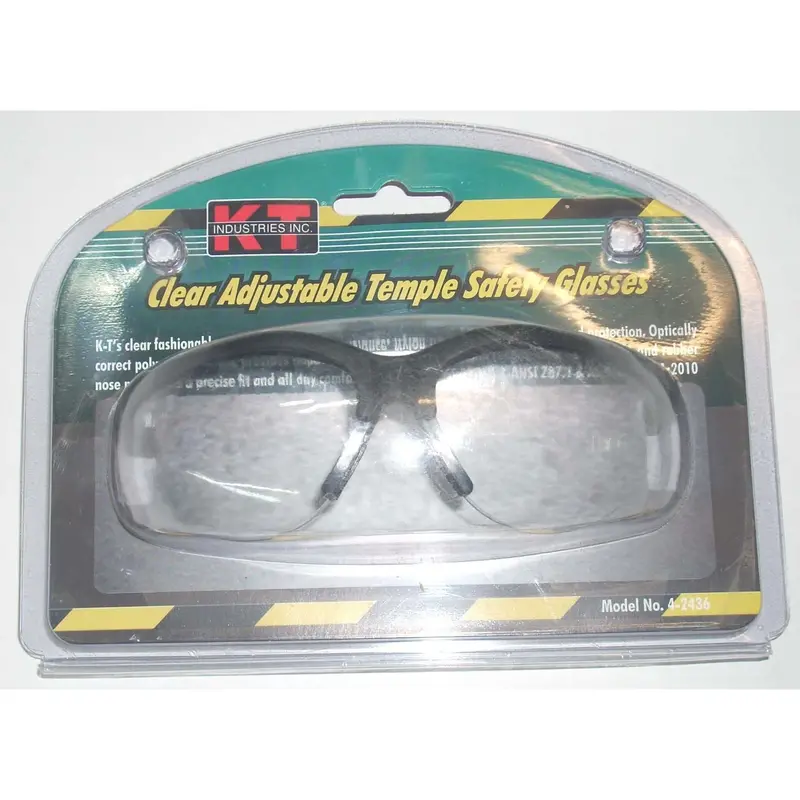 Kt Industries 4-2436 Clear Adjustable-Temple Safety Glasses With Flexible Fit 1