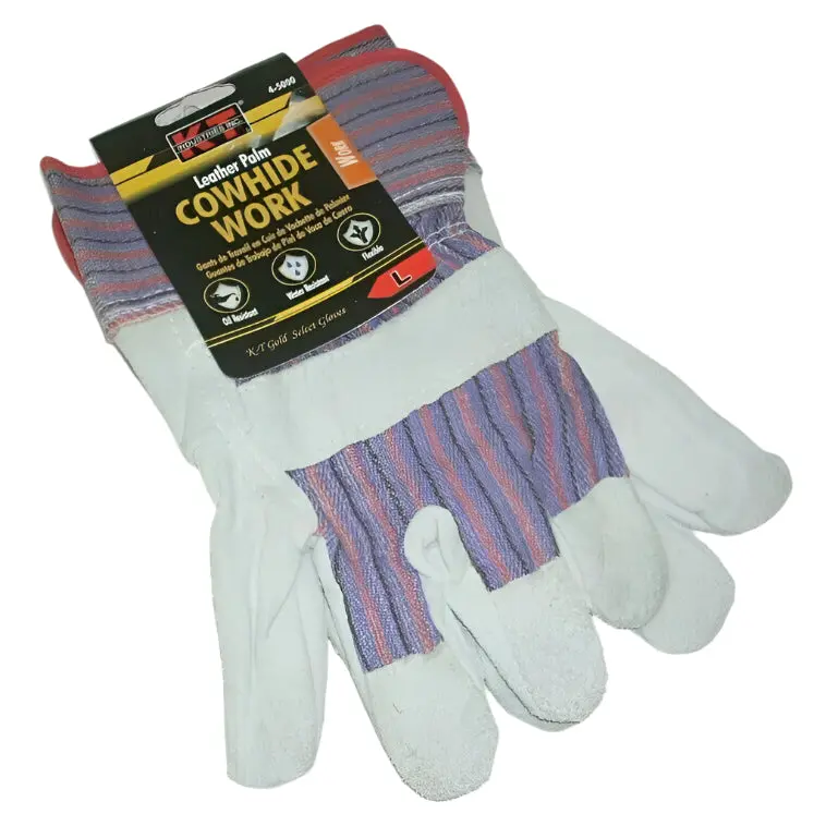 Kt Industries 4-5000 Cowhide Leather Palm Work Gloves – Canvas Back, Large 1