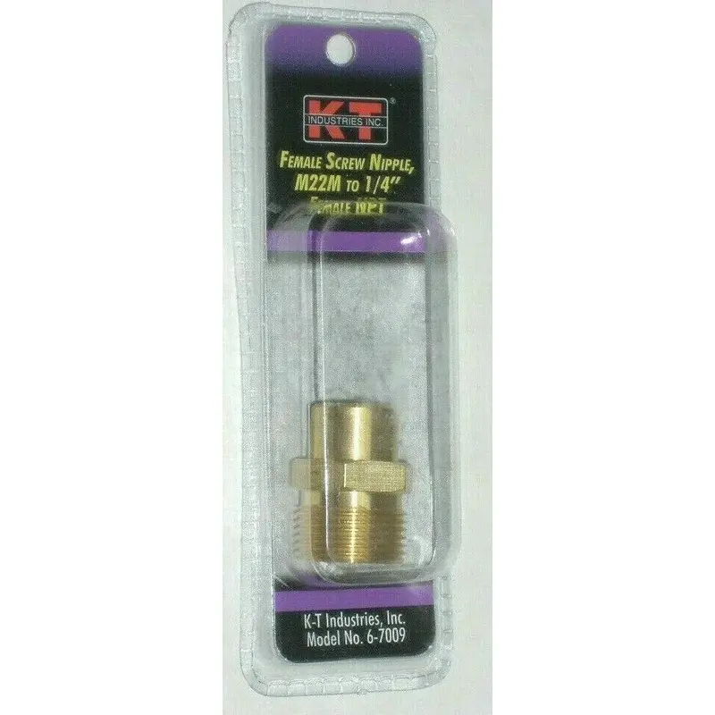 Kt Industries M22 Male To 1/4" Npt Female Screw Nipple Adapter For Pressure Washers 1