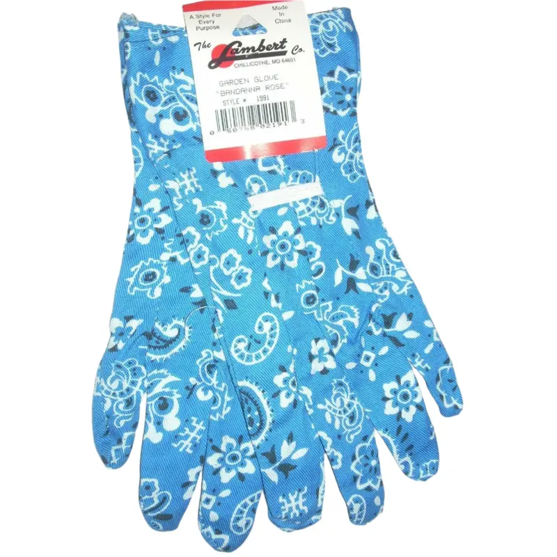 Lambert 1991 Blue Bandana Rose Garden Gloves – Stylish & Functional 1