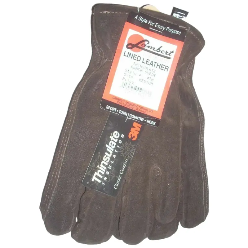 Lambert 4Th Dark Brown Suede Gloves With Thinsulate Insulation – Medium 1