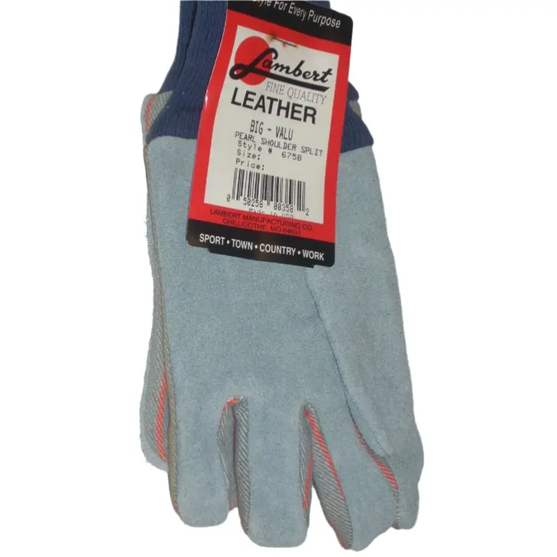 Lambert Big-Valu Youth Work Gloves: Leather Palm & Canvas Back With Knit Wrist 1