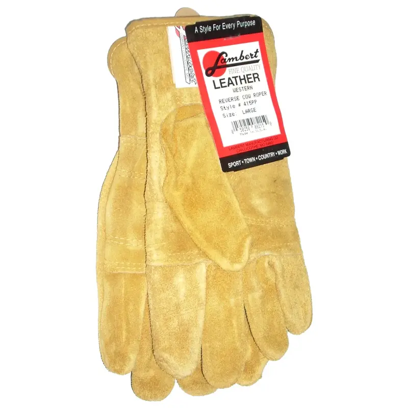 Lambert Wester Reverse Cowhide Roper Gloves – Large, Durable Fit 1