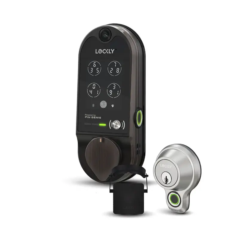 Lockly Vision Video Smart Lock In Venetian Bronze With Access Touch Pro Deadbolt And Matte Black Touchscreen Cover 1