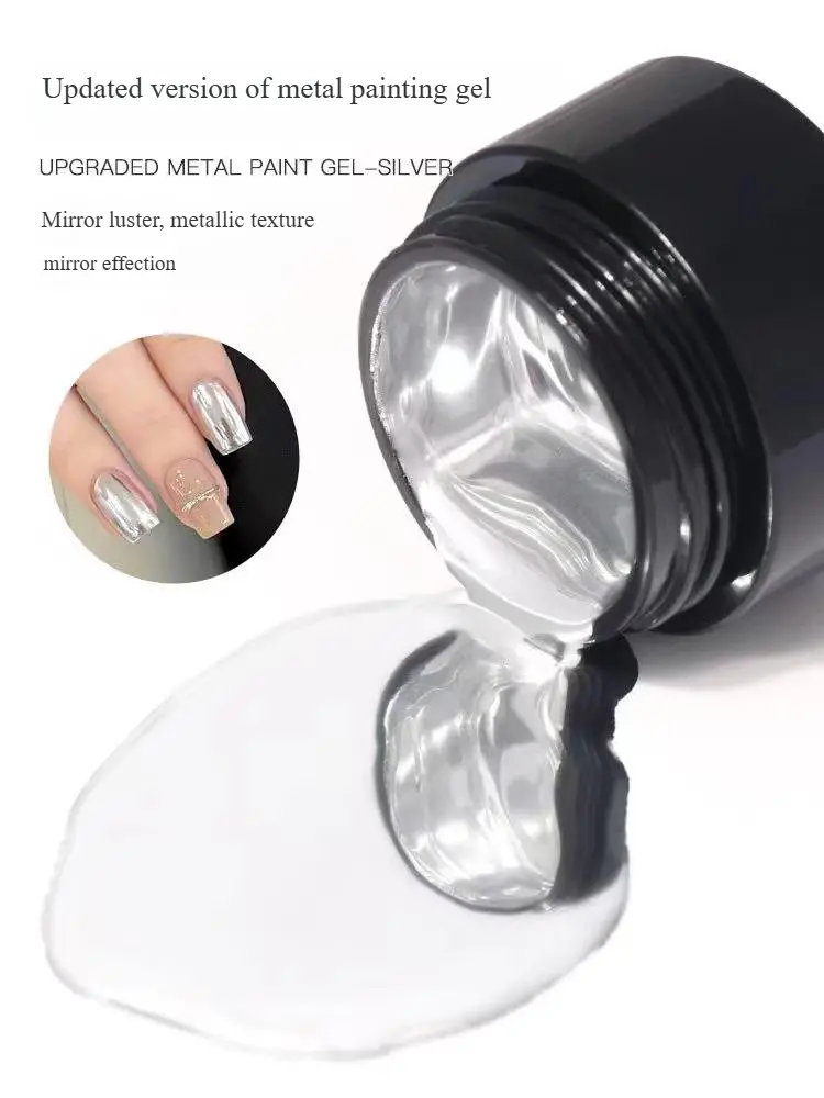 Metallic Silver Metallic Effect Gel – High-Shine Nail Art Enhancer 1