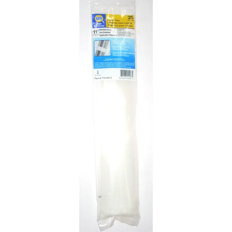Napa 770-9212 Standard-Duty White Cable Ties – 0.19" X 11", Nylon 6/6, 25-Pack 1