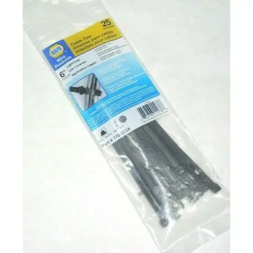 Napa 770-9224 Ultra-Light-Duty Black Cable Ties – 0.14" X 6", Nylon 6/6, 25-Pack 1