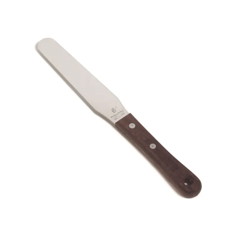 Nisaku Wooden-Handle Stainless Steel Spatula – 6-Inch Rigid Blade For Mixing & Spreading 1