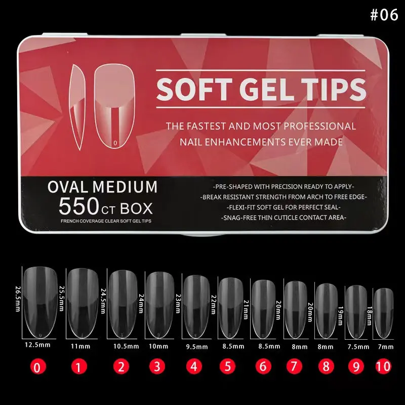 Oval Medium Soft Gel Nail Extensions – 550-Piece Kit 1